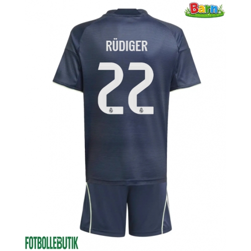Real Madrid Antonio Rudiger #22 Bortaställ Barn 2025-26 Kortärmad (+ Korta byxor)